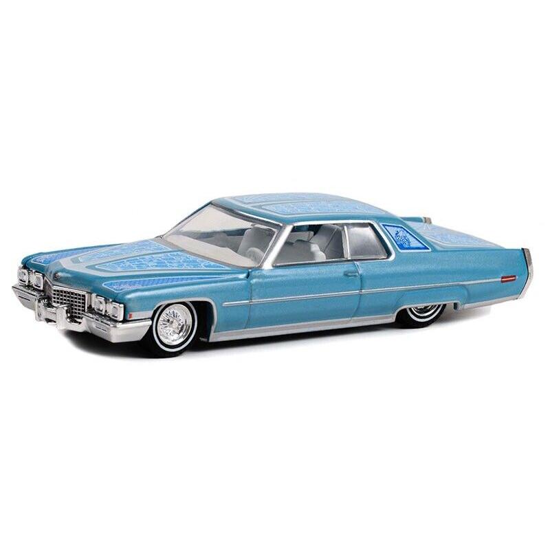 グリーンライト 1/64 キャデラック デビル 1972 ブルー カリフォルニア ローライダー Greenlight Cadillac deVille Lowrider ミニカー｜blugrey｜02