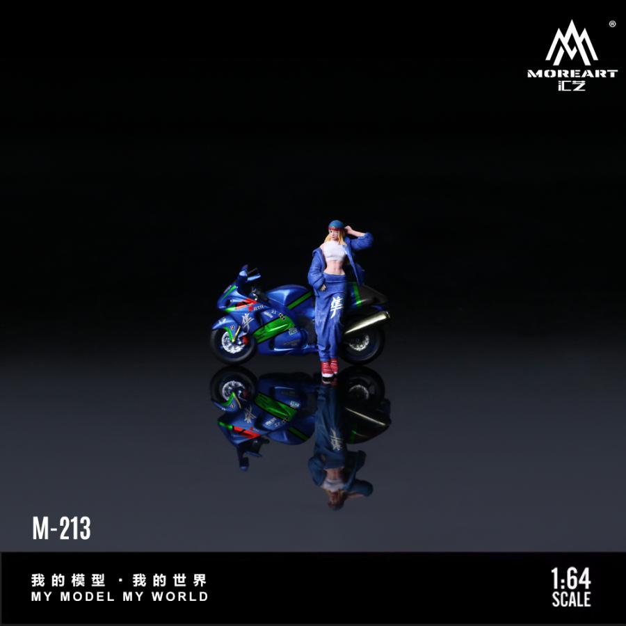 MoreArt 1/64 スズキ 隼 ブルー ＆ ライダー フィギュア Suzuki