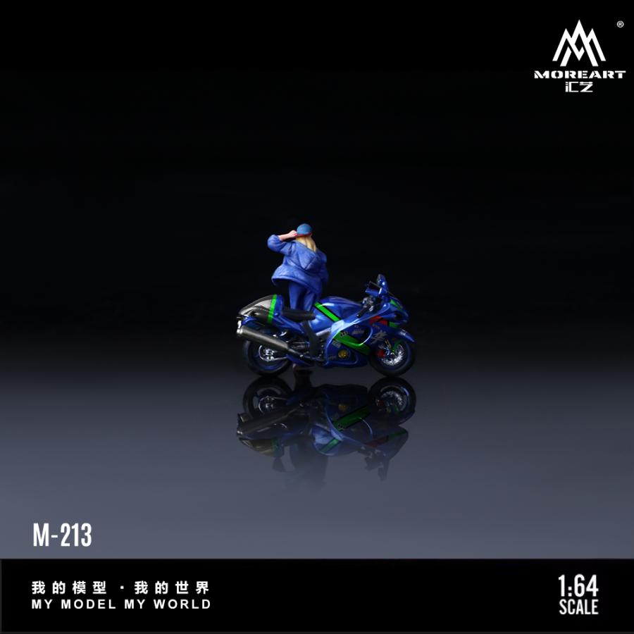 MoreArt 1/64 スズキ 隼 ブルー ＆ ライダー フィギュア Suzuki
