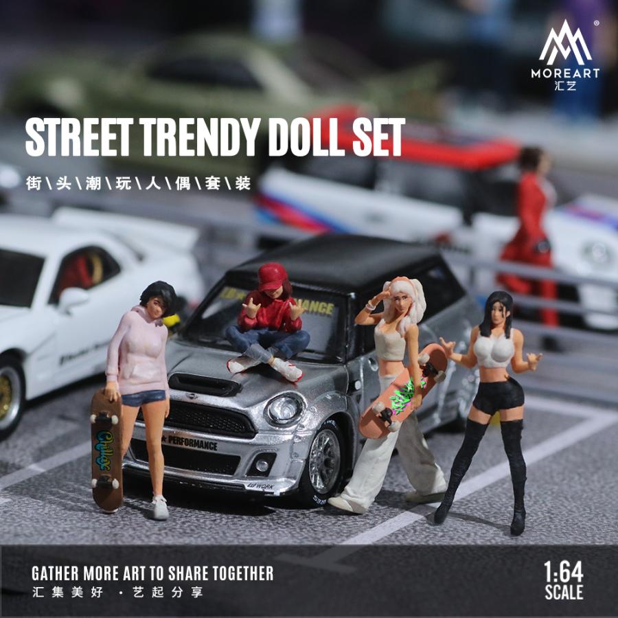 1/64フィギュア3個セット MoreArt 1/64 ストリート トレンディ ガール フィギュア 4体セット