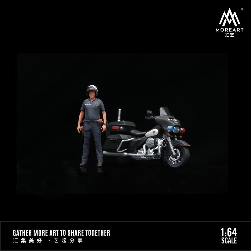 MoreArt 1/64 アメリカン ポリス バイク & 警官 フィギュア ブラック