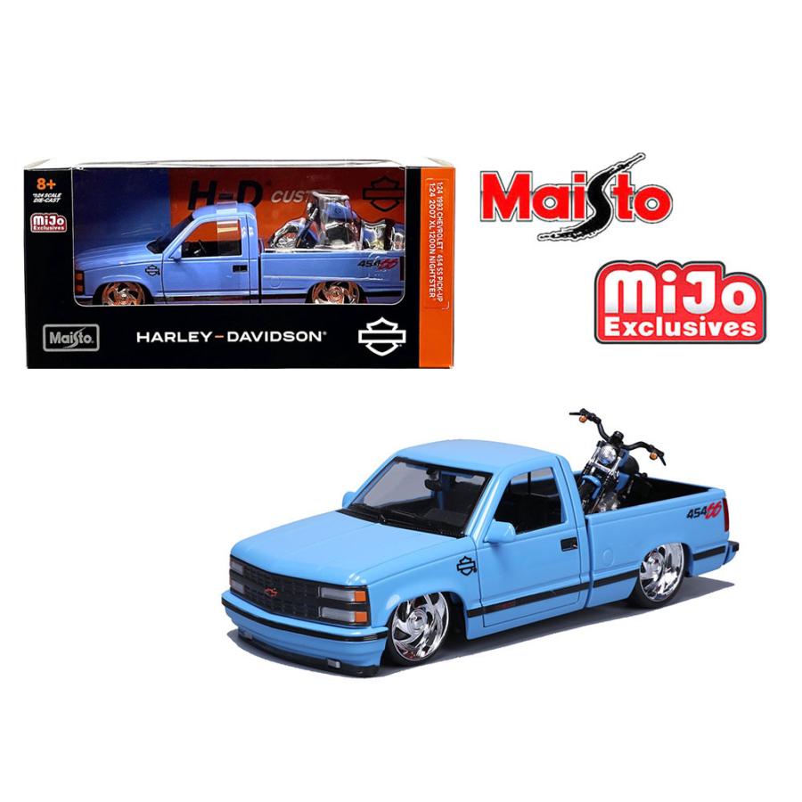 1993 シボレー 454SS & 2007 XL 1200Nナイトスターブルー マイスト 1/24 シボレー 454SS ピックアップ 1993 ＆ ハーレー