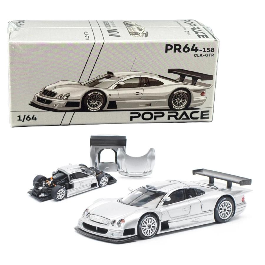 POP RACE 1/64 メルセデスベンツ AMG CLK GTR シルバー Mercedes