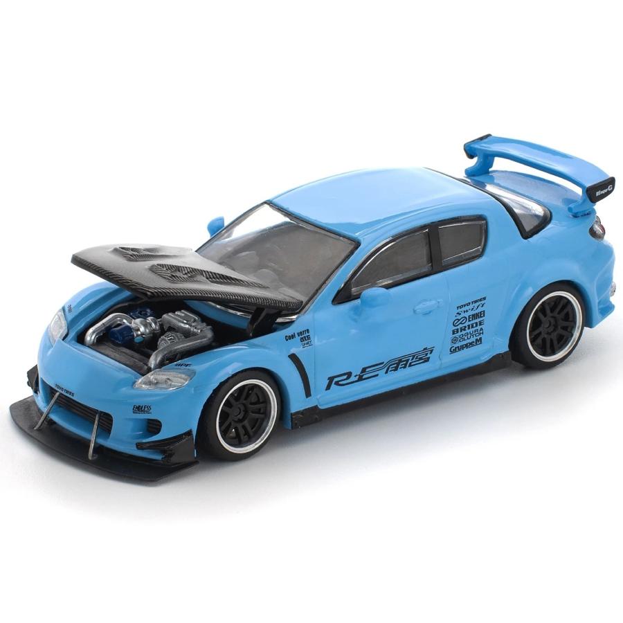 POP RACE 1/64 マツダ RX-8 RE雨宮 ライトブルー Mazda Re-Amemiya