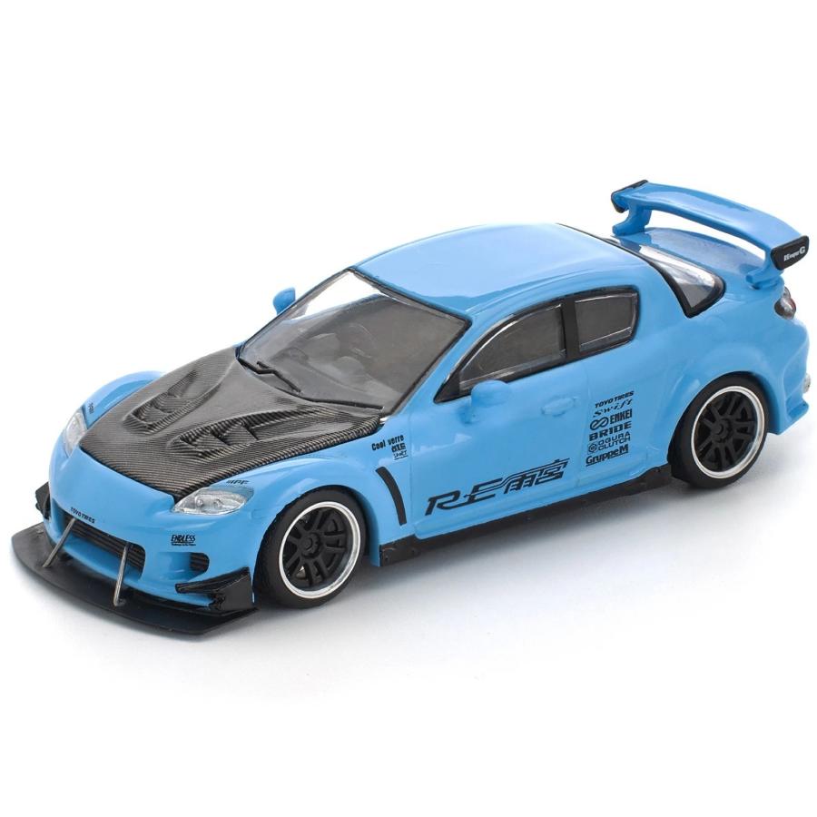 POP RACE 1/64 マツダ RX-8 RE雨宮 ライトブルー Mazda Re-Amemiya