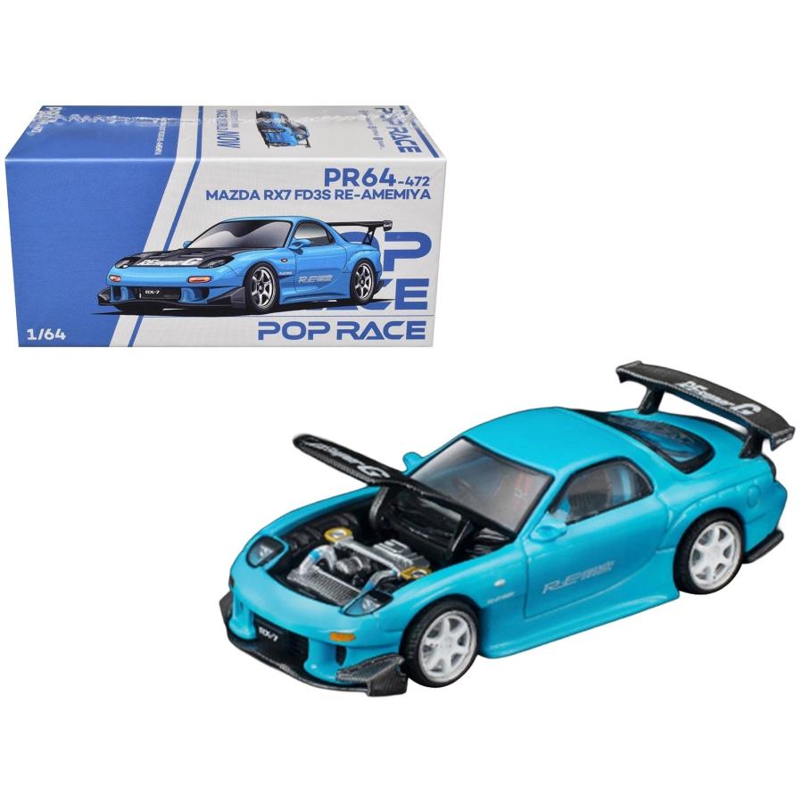 東京オートサロン POPRACE MAZDA FC3S FD3S RX7 RX8 POP RACE 1/64 マツダ RX-7 (FD3S) RE:雨宮 ブルー Mazda RE-Amemiya