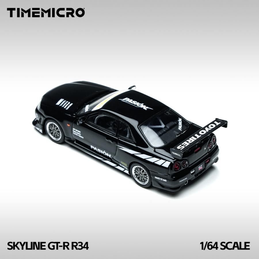 timemicroスカイライン GT-R R34 ミニカー 1/64 1:64 TimeMicro Nissan Skyline GT-R R34 Open-Hood ,Visible Engine