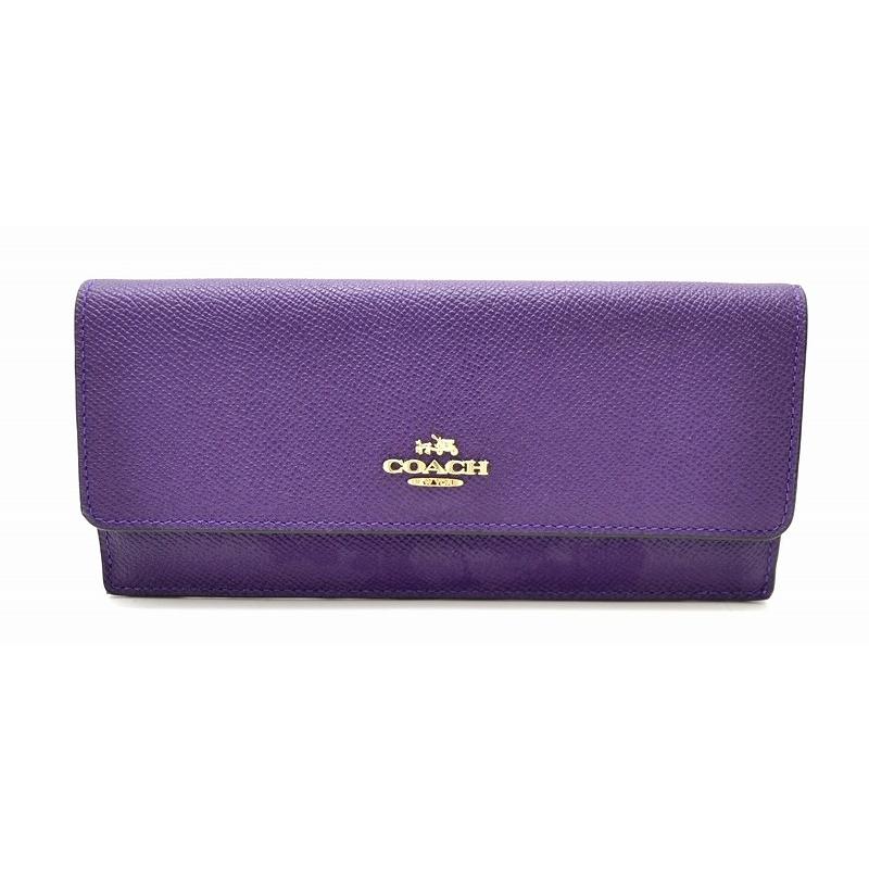 財布 Coach コーチ 2つ折 長財布 レザー パープル 紫 F1444 U Blumin 通販 Yahoo ショッピング