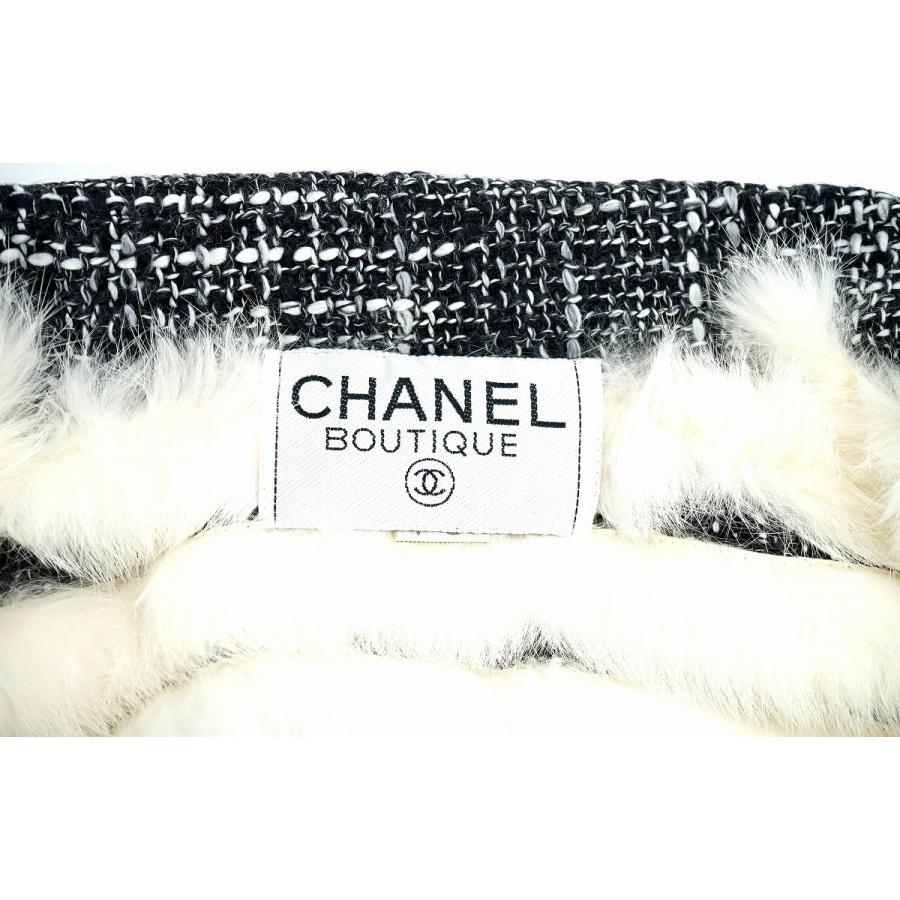 CHANEL シャネル レディース コート  ファーコート  ウール ラビット ブラック 黒 ホワイト 白 ゴールド金具 | CHANEL | 02