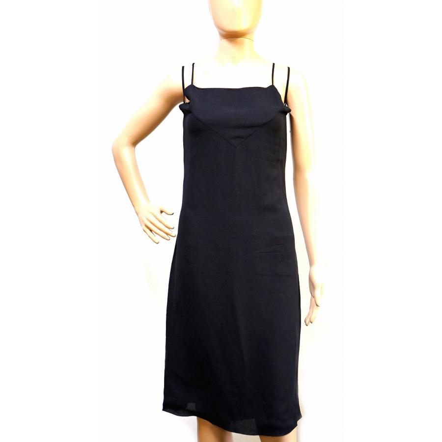 CHANEL シャネル ロングドレス レディース キャミソール 上下セット ココマークボタン 絹 シルク100% ブラック 黒 #40 | CHANEL | 02