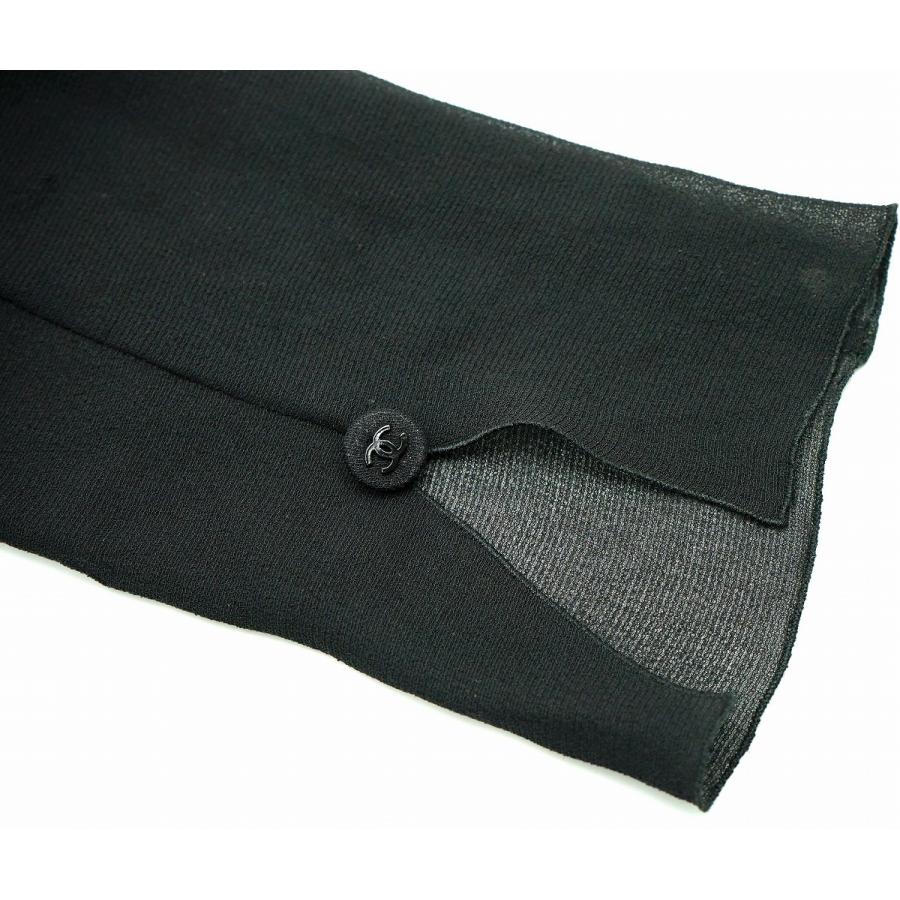 CHANEL シャネル ロングドレス レディース キャミソール 上下セット ココマークボタン 絹 シルク100% ブラック 黒 #40 | CHANEL | 07