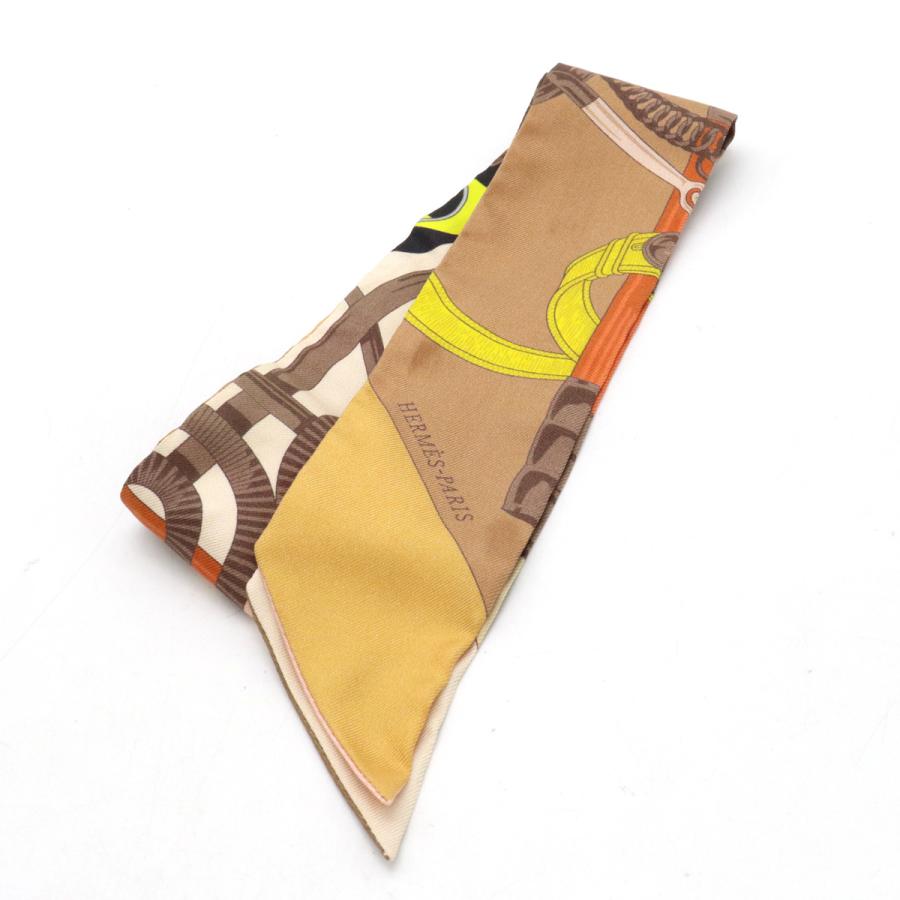 HERMES エルメス TWELL ツイリー ツイル トゥイリー トゥイル スカーフ バッグアクセサリー シルク100% ベージュ ブラウンマルチ | HERMES