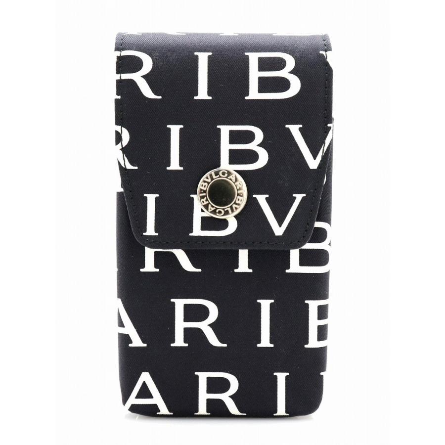 Bvlgari ブルガリ ロゴマニア 携帯 スマホケース キャンバス レザー ショルダーポーチ 黒 ブラック ホワイト 白 シルバー金具 K Blumin 通販 Yahoo ショッピング