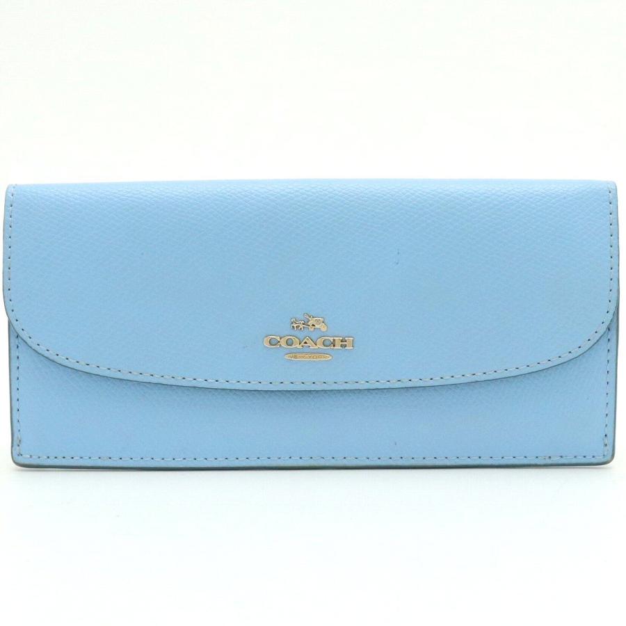 Coach コーチ 長財布 ラグジュアリー クロスグレイン ライトブルー 水色 レザー ゴールド金具 F526 中古 Blumin 通販 Yahoo ショッピング