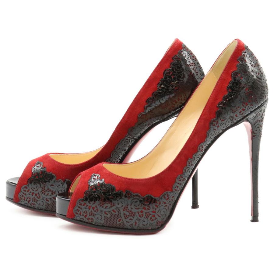 靴 Christian Louboutin クリスチャン ルブタン Veramucha 1 ハイヒール パンプス パテント スエードレザー ブラック レッド 37 24cm 中古 Blumin 通販 Yahoo ショッピング