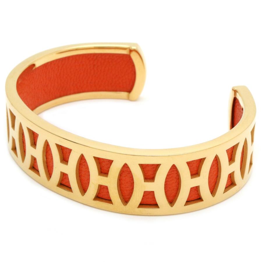 売り尽 Hermes エルメス ブレスレット バングル Gp レザー オレンジ ゴールド 中古 新しい到着 Www Skylanceronline Com
