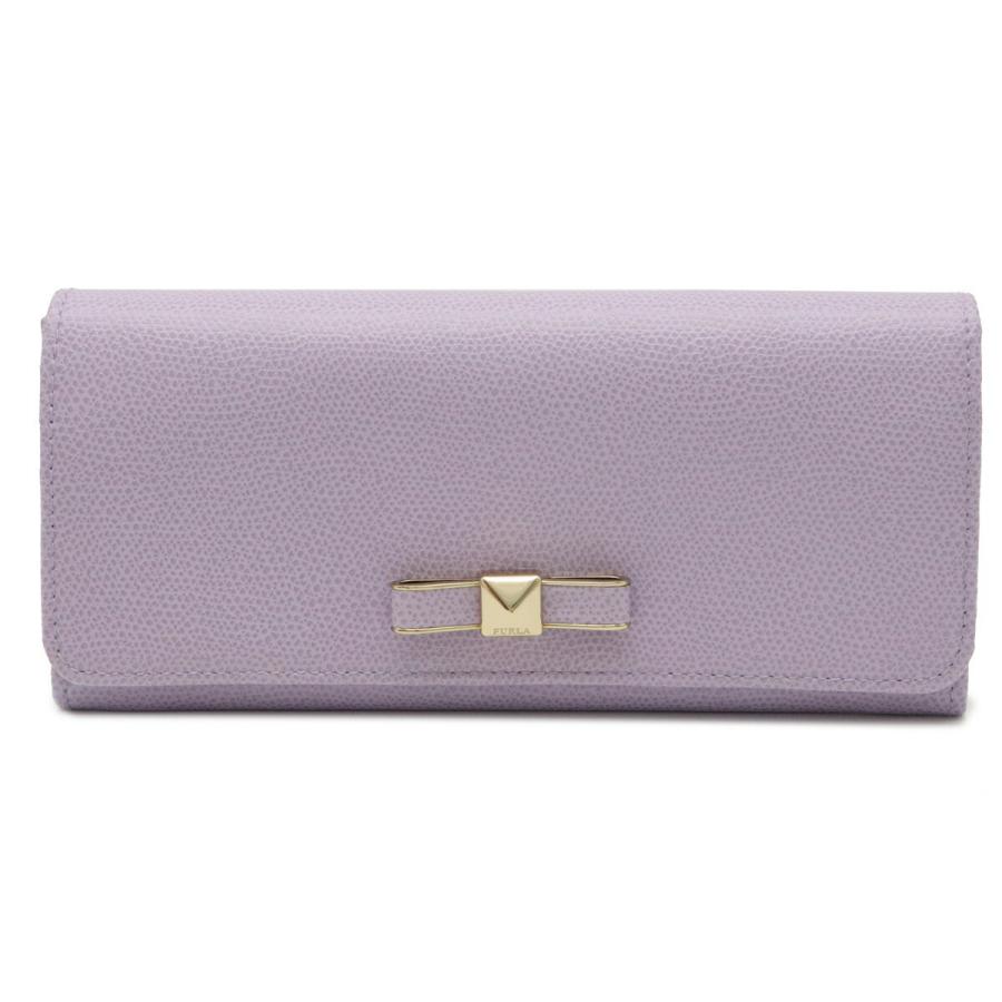 Furla フルラ 2つ折長財布 二つ折り長財布 リボン スタッズ レザー ラベンダー パープル 紫 ゴールド金具 中古 Blumin 通販 Yahoo ショッピング