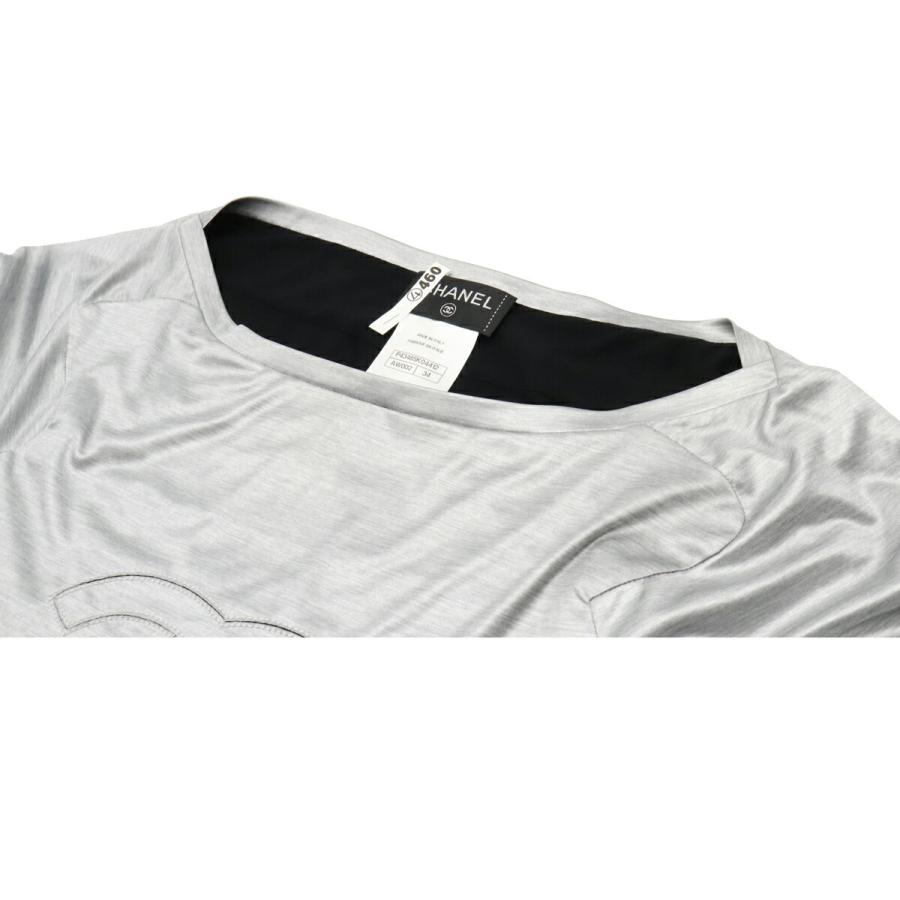 CHANEL シャネル ロゴ ココマーク ボートネック カットソー トップス 長袖 レディース ポリエステル シルバー #34 クリーニング済 | CHANEL | 02