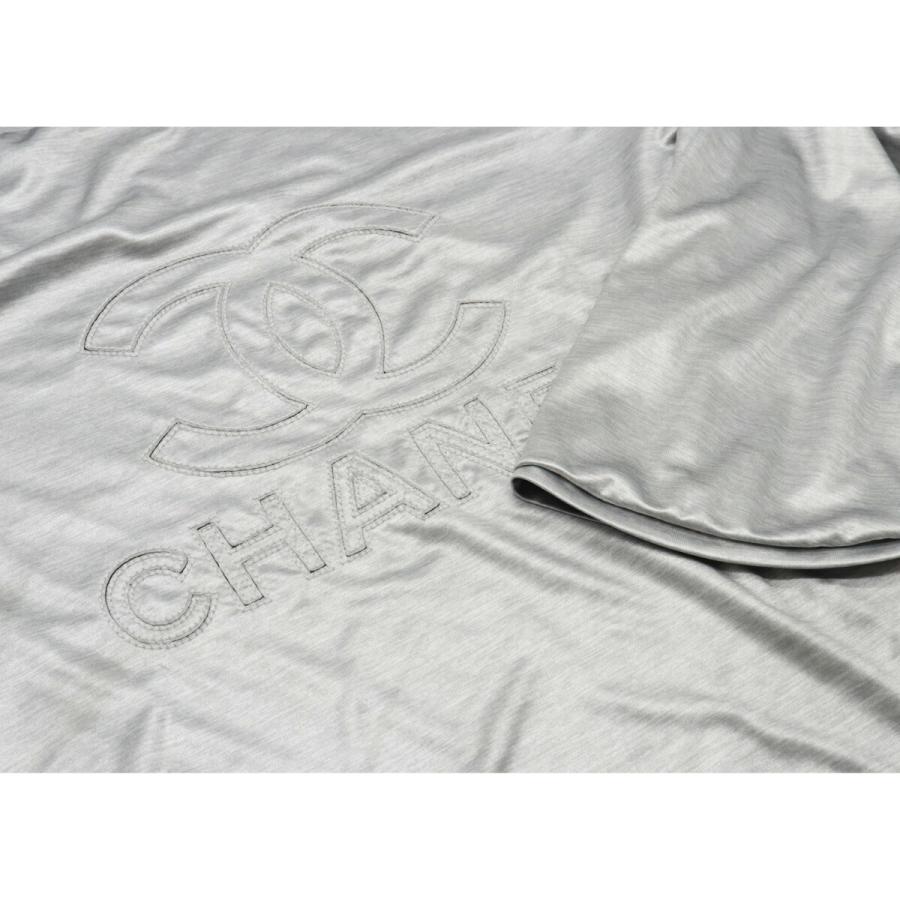 CHANEL シャネル ロゴ ココマーク ボートネック カットソー トップス 長袖 レディース ポリエステル シルバー #34 クリーニング済 | CHANEL | 03