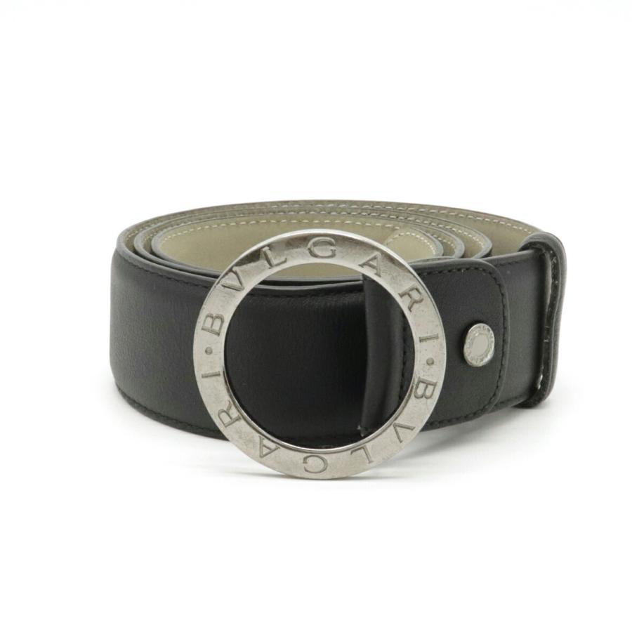 Bvlgari ブルガリ ブルガリブルガリ ベルト ラウンドロゴバックル メンズ レザー ブラック シルバー金具 表記 110 実寸85cm カット済 中古 Blumin 通販 Yahoo ショッピング