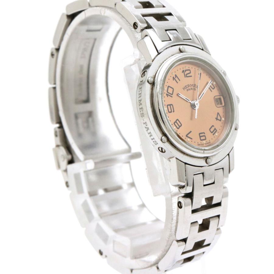 HERMES（エルメス） クリッパー デイト ピンク文字盤 レディース QZ