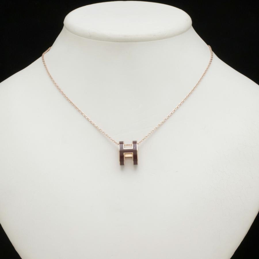 人気の贈り物が Hermes 中古 ボルドー ピンクゴールドプレーテッド Pgp ペンダント ネックレス チェーン Hロゴ Hネックレス ポップアッシュ エルメス ネックレス ペンダント Www Pathwaysfl Org