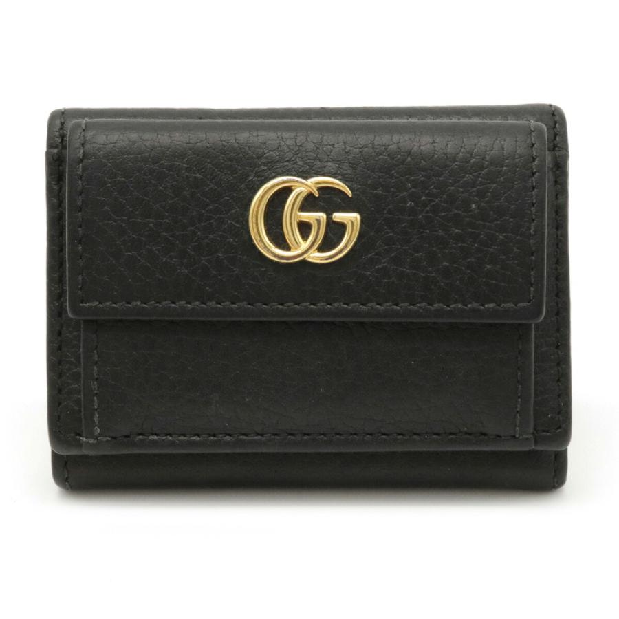 GUCCI グッチ GGマーモント コンパクトウォレット 3つ折り財布 三つ折り レザー ブラック 黒 ゴールド金具 523277 (中古) :12151120:Blumin - 通販 - Yahoo!ショッピング