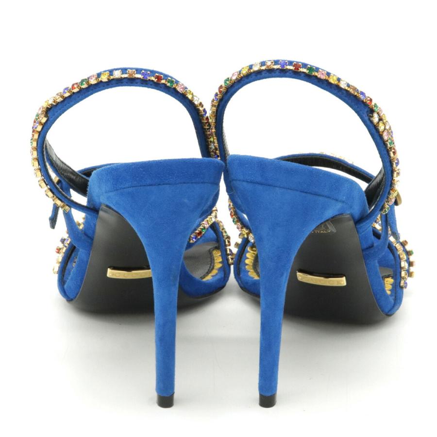 GUCCI グッチ サンダル ピンヒール リボン ハートソール スエード ラインストーン ブルー 青 #34 日本サイズ約21cm | GUCCI | 02