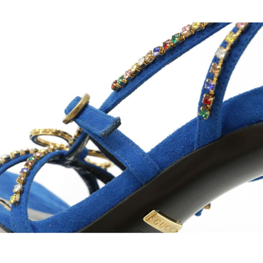 GUCCI グッチ サンダル ピンヒール リボン ハートソール スエード ラインストーン ブルー 青 #34 日本サイズ約21cm | GUCCI | 05