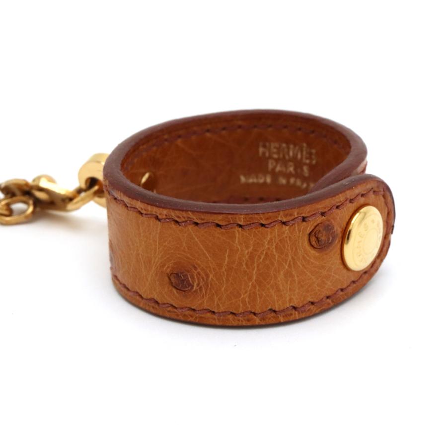 HERMES エルメス グローブホルダー オーストリッチ レザー キャメル GP