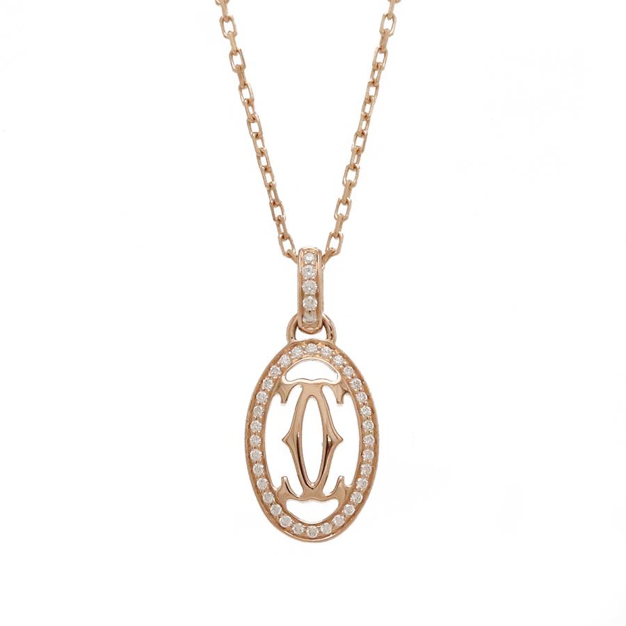 【新品仕上げ済】Cartier カルティエ ロゴ ドゥーブル C ネックレス ペンダント K18PG 750PG ピンクゴールド