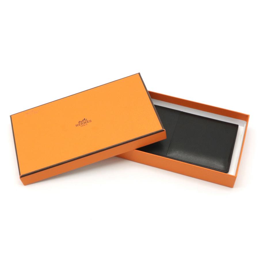 HERMES エルメス マンハッタンロング 2つ折長札入れ 二つ折長財布 バイカラー ヴォーソンブレロ レザー ブラック ダークグレー X刻印 | HERMES | 07