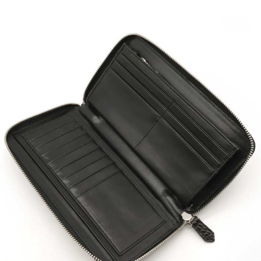 クロコダイル ワニ革 レザー ラウンドファスナー 長財布 ブラック 黒 シルバー金具 |  | 04