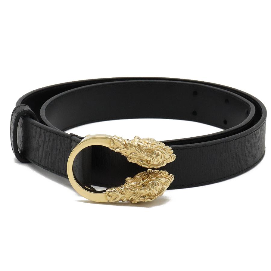 GUCCI グッチ ダブルタイガーヘッド ベルト トラ 虎 レザー ブラック 