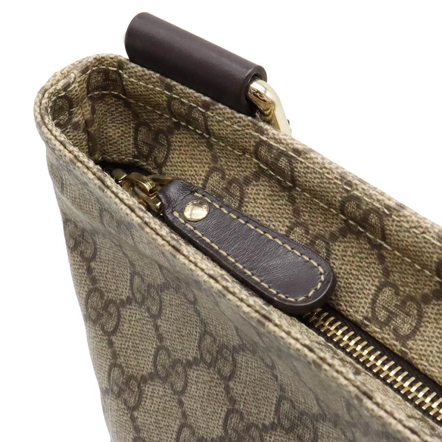 グッチ GG スプリーム PVC×レザー ショルダー バッグ メッセンジャー 茶