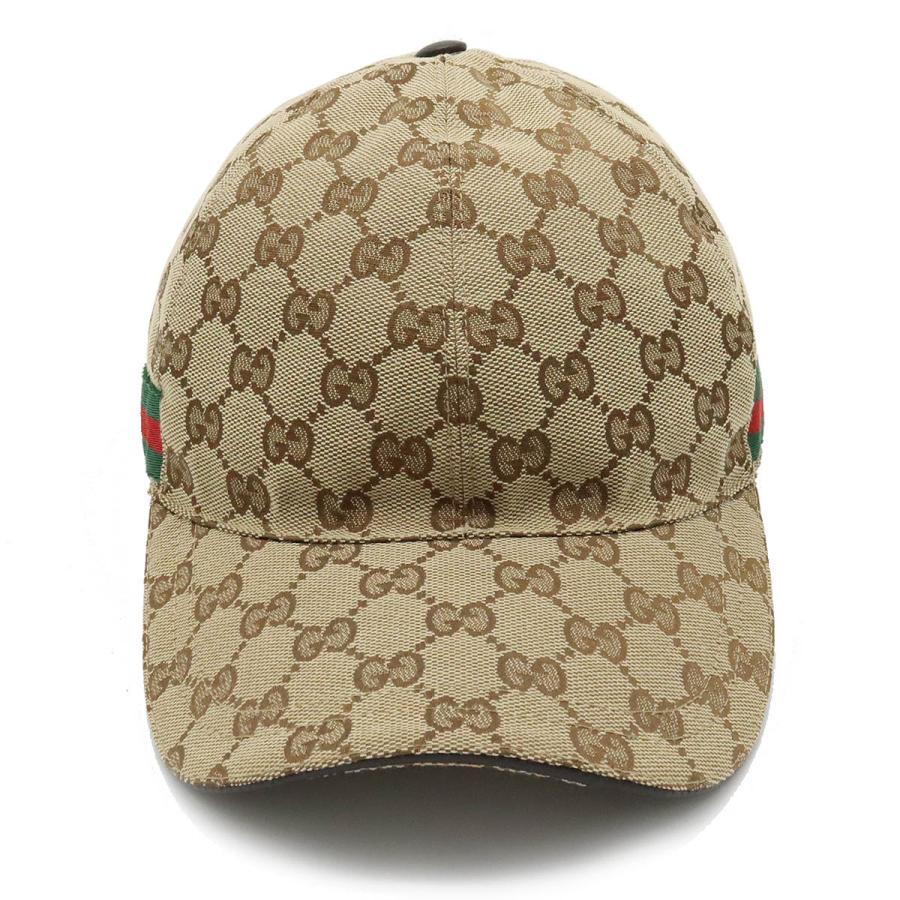 GUCCI グッチ GGキャンバス ウェブライン ベースボールキャップ 帽子 Mサイズ カーキベージュ ダークブラウン 茶｜blumin｜02