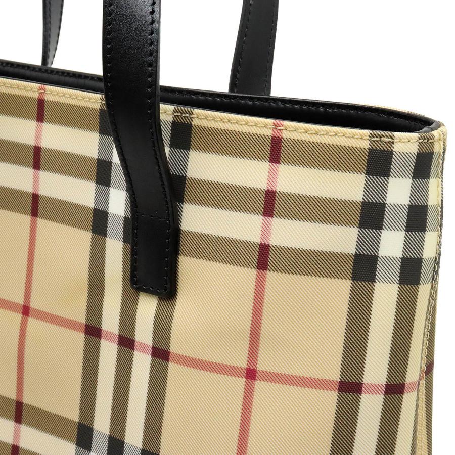 BURBERRY バーバリー ノバチェック チェック柄 トートバッグ ハンドバッグ PVC レザー ベージュ ブラック 黒｜blumin｜06