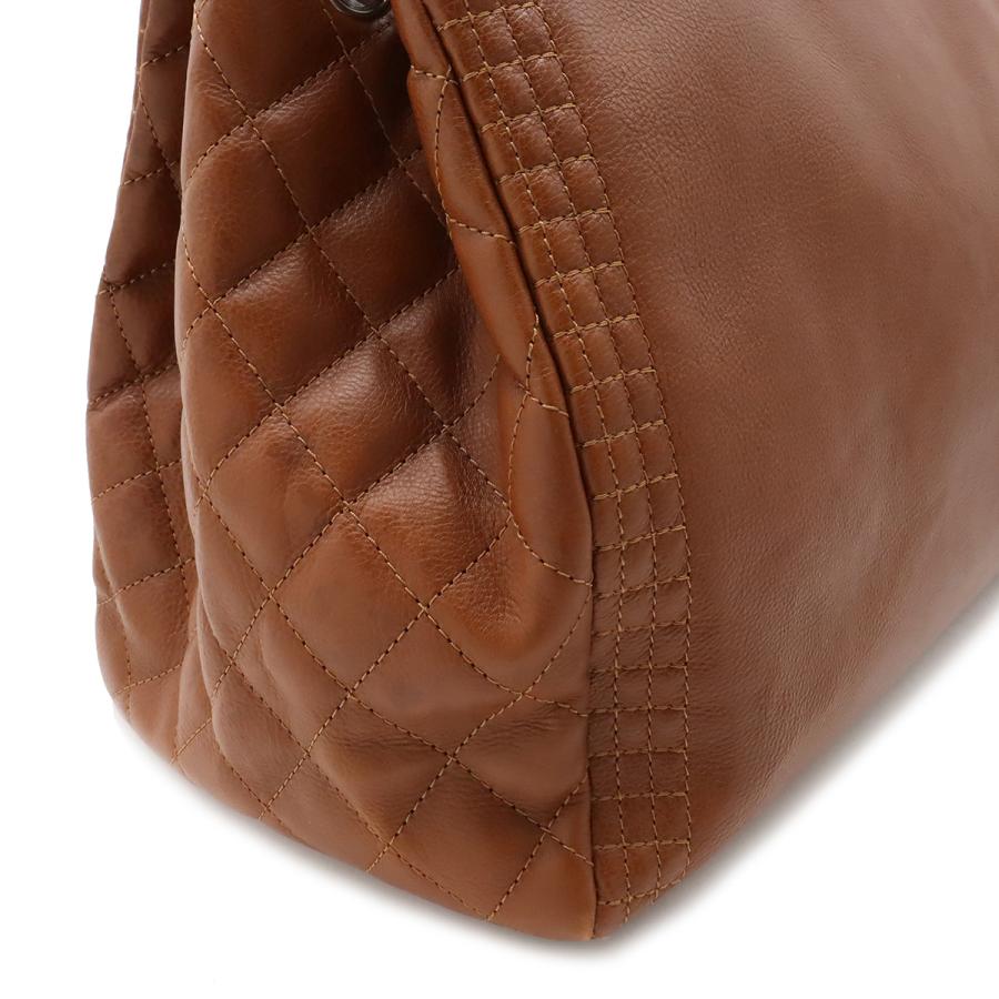 シャネル□ココマーク マトラッセ チェーンショルダートートバッグ□茶