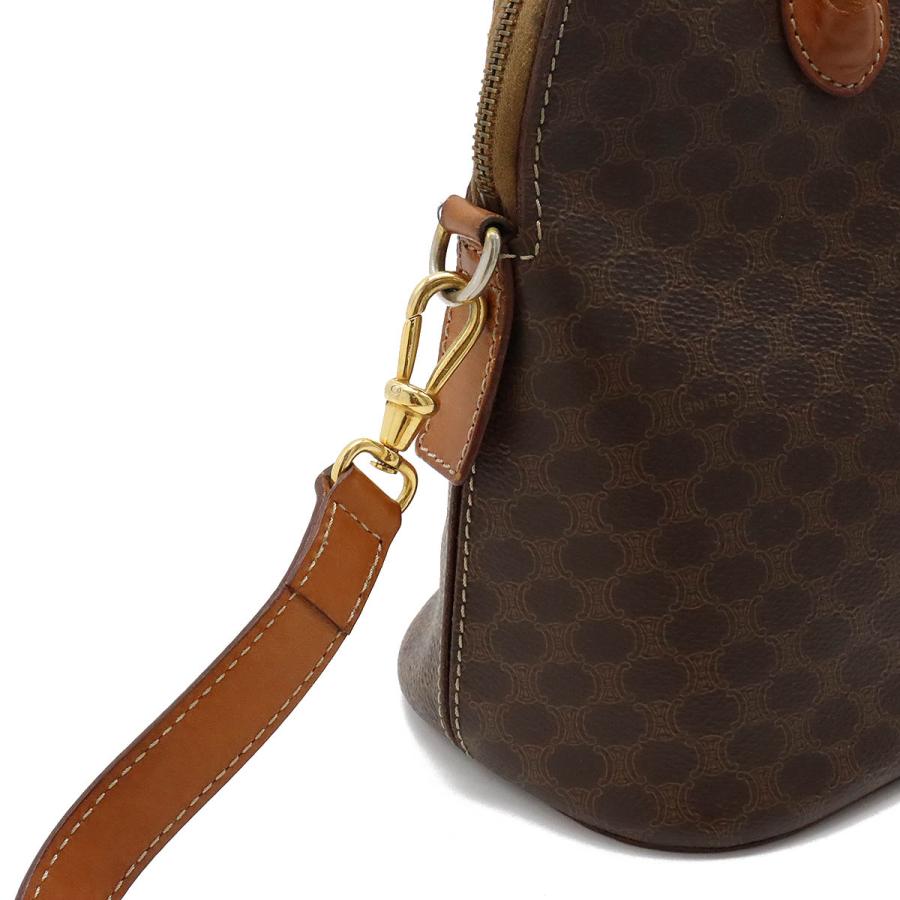 大型【CELINE】ボストンバッグマカダム柄PVC ダークブラウン肩かけ