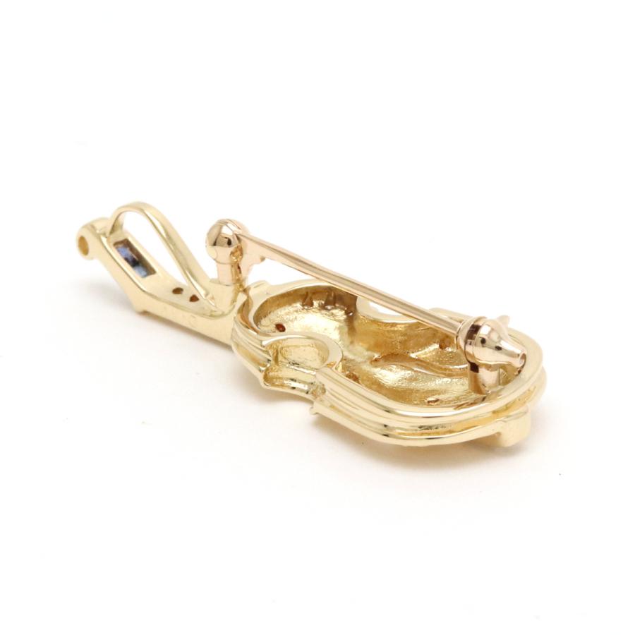 ペンダントトップ ペンダントヘッド チャーム ブローチ ヴァイオリン 楽器モチーフ K18YG サファイア S0.10ct ダイヤモンド D0.34ct |  | 02