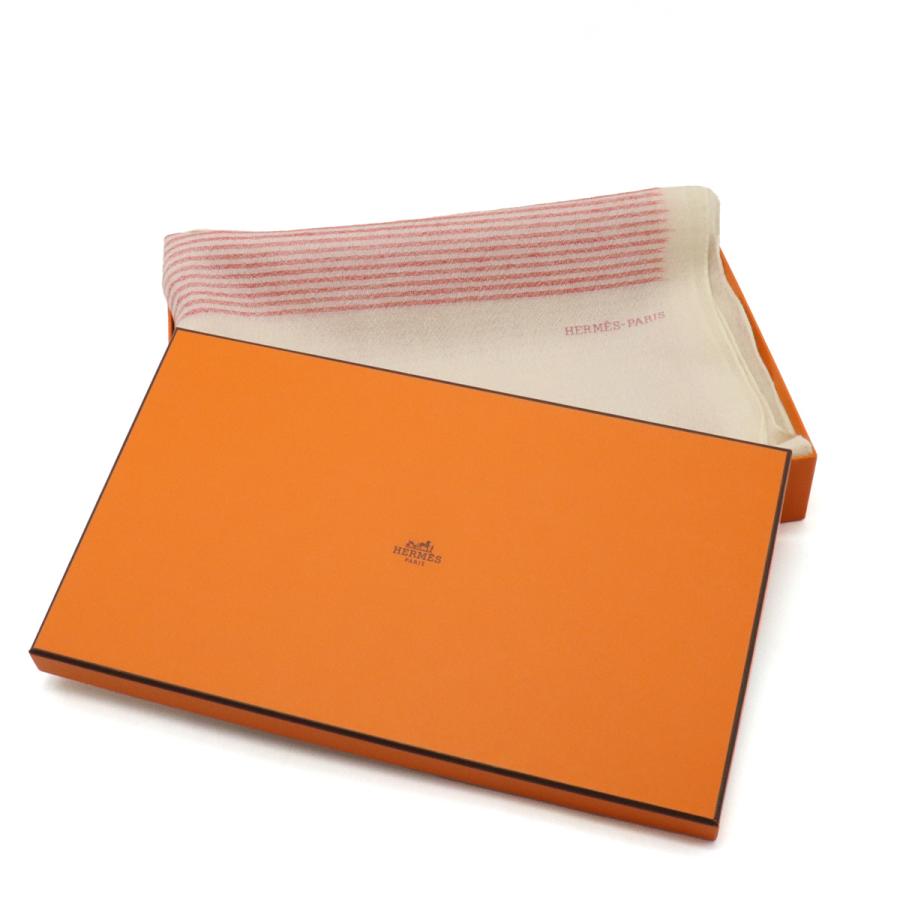 HERMES エルメス ホライゾン ストール ショール ストライプ柄 カシミヤ100% ベージュ ピンクグラデーション | HERMES | 04
