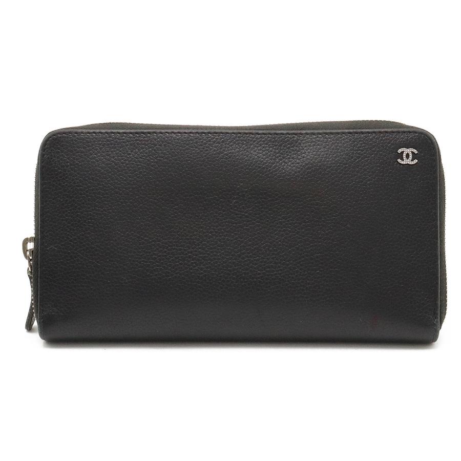 シャネル CHANEL ココマーク チェーン ラウンドファスナー長財布 ブラック CHANEL シャネル ココマーク ラウンドファスナー 長財布 レザー