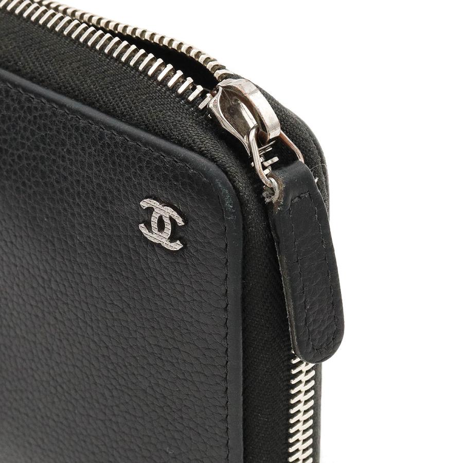 CHANEL シャネル ココマーク ラウンドファスナー 長財布 レザー ブラック 黒 シルバー金具 | CHANEL | 03