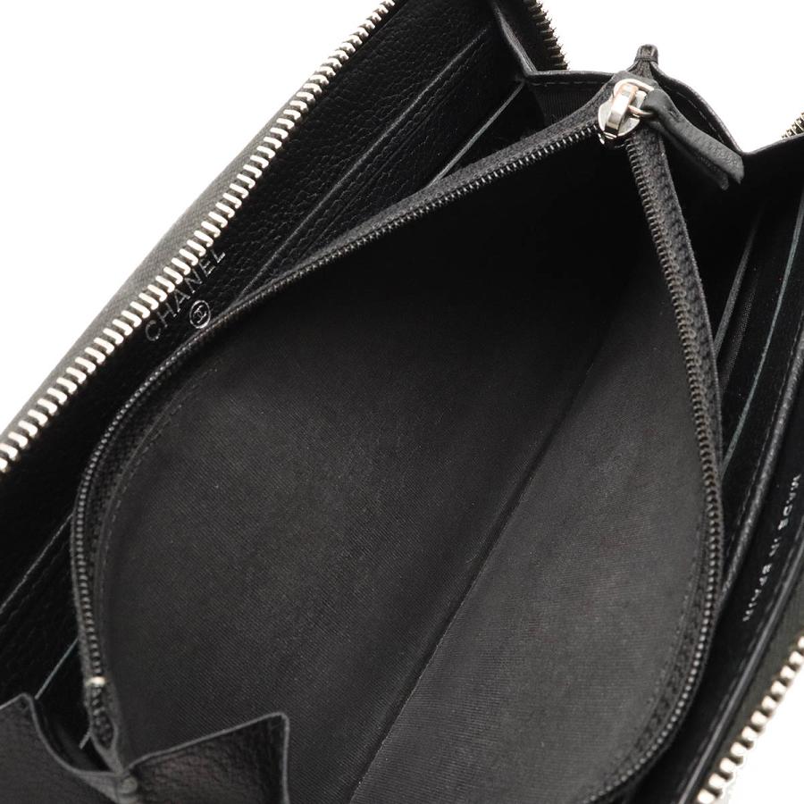 CHANEL シャネル ココマーク ラウンドファスナー 長財布 レザー ブラック 黒 シルバー金具 | CHANEL | 06