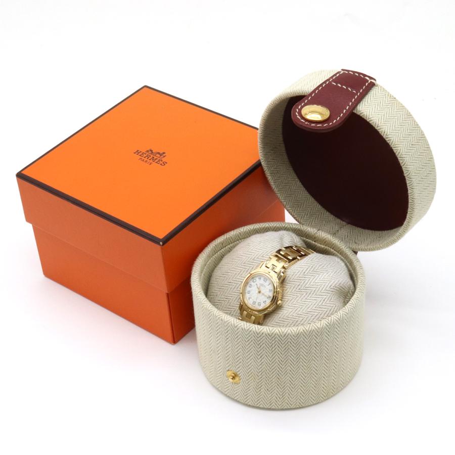 HERMES エルメス クリッパー アイボリー文字盤 K18YG 金無垢 HERMES エルメス クリッパー アイボリー文字盤 K18YG 金無垢