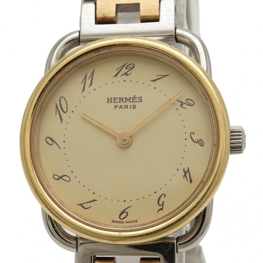 HERMES エルメス アルソー クリーム文字盤 SS GP コンビ