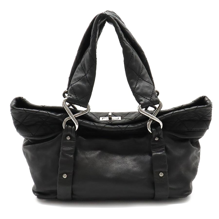 シャネル　CHANEL ブラックレザー ハンドバッグ CHANEL シャネル 2.55 マトラッセ トートバッグ ハンドバッグ
