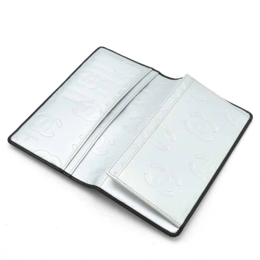 CHANEL シャネル カンボンライン ココマーク 2つ折長財布 二つ折長財布 レザー ソフトカーフ ブラック 黒 シルバー A26717 | CHANEL | 03