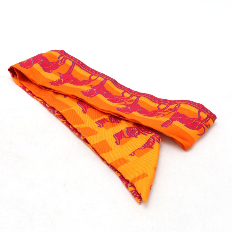 HERMES エルメス ツイリー TWELL ツイル フォーブル24 銀座5-4-1 スカーフ バッグアクセサリー 銀座エルメス10周年記念 シルク100% オレンジ | HERMES | 01