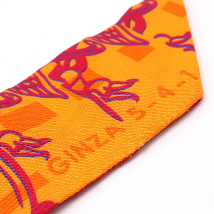 HERMES エルメス ツイリー TWELL ツイル フォーブル24 銀座5-4-1 スカーフ バッグアクセサリー 銀座エルメス10周年記念 シルク100% オレンジ | HERMES | 02